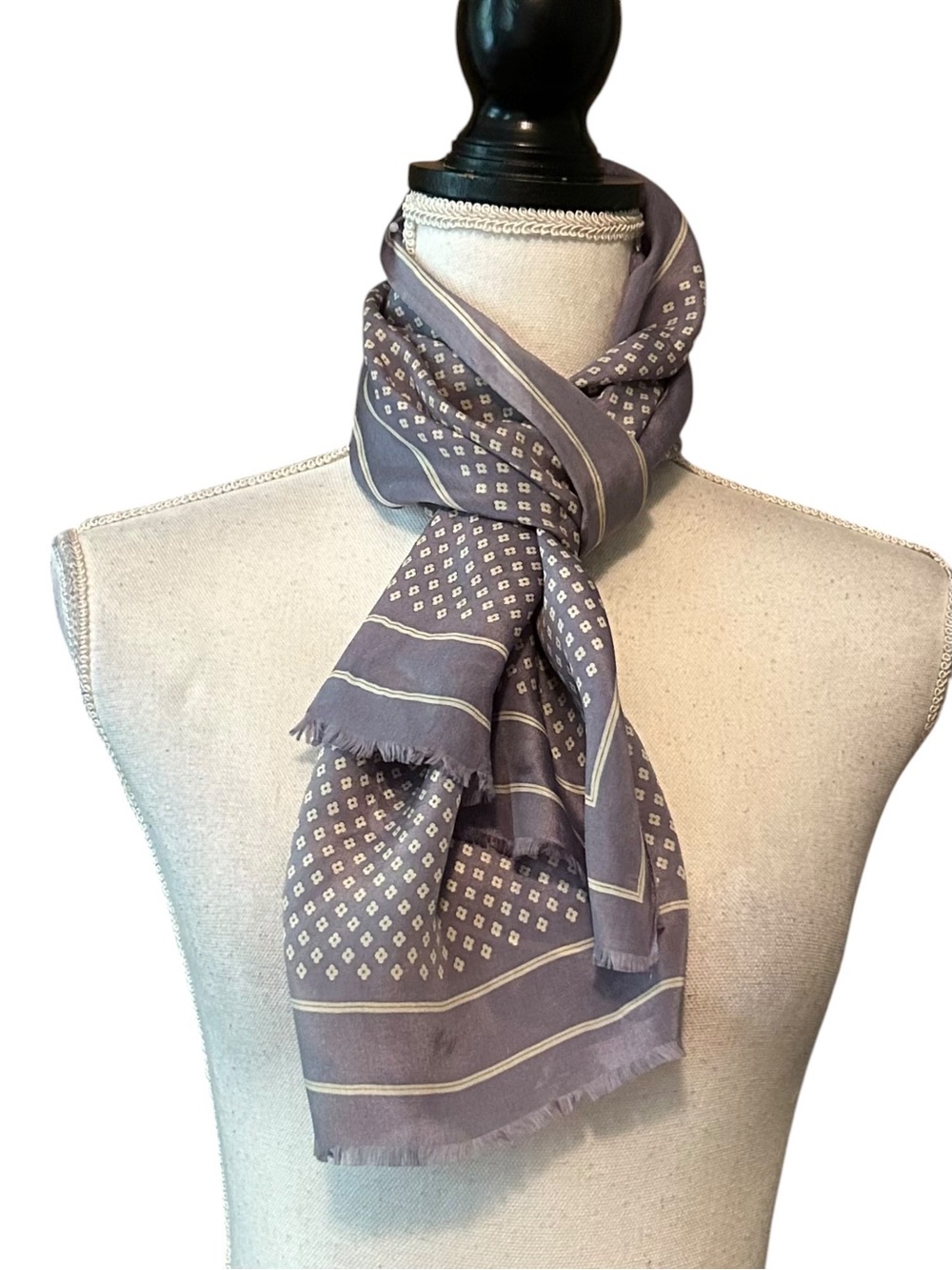 Vintage Calvin Klein 100% Silk Lightweight Oblong Neck Scarf Mauve Grey